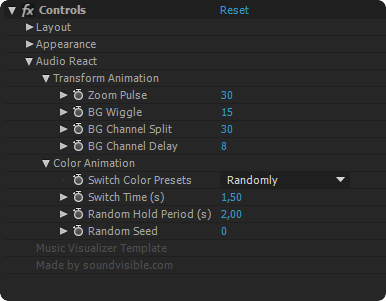 Music Visualizer Template Controls: Audio React