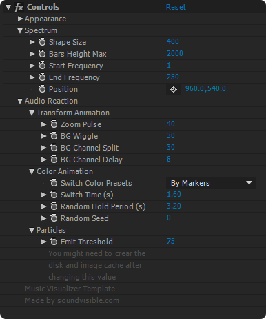 Music Visualizer Template Controls: Audio React